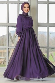 Purple Hijab Evening Dress 32930MOR - 2
