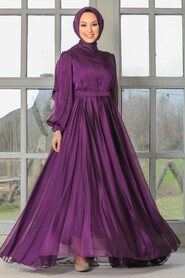 Purple Hijab Evening Dress 33232MOR - 2