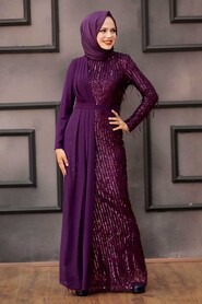  Luxorious Purple Islamic Wedding Dress 34291MOR - 1