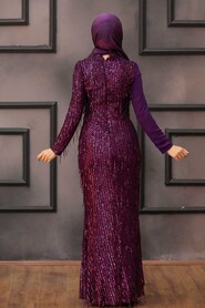  Luxorious Purple Islamic Wedding Dress 34291MOR - 2