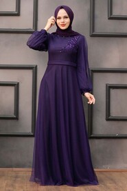  Modern Purple Hijab Evening Dress 34880MOR - 2