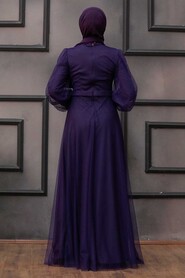  Modern Purple Hijab Evening Dress 34880MOR - 3