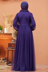  Luxury Purple Islamic Engagement Gown 3497MOR - 3