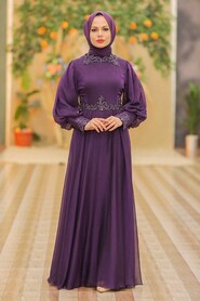 Purple Hijab Evening Dress 52779MOR - 1