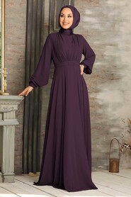  Plus Size Purple Islamic Clothing Evening Dress 5422MOR 
