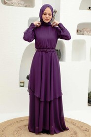  Modern Purple Muslim Fashion Wedding Dress 5489MOR - 1