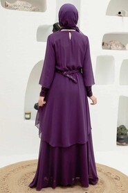  Modern Purple Muslim Fashion Wedding Dress 5489MOR - 2