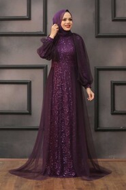  Stylish Purple Islamic Prom Dress 55190MOR - 1