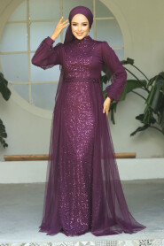  Long Sleeve Purple Modest Evening Gown 5632MOR - 1