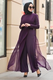 Purple Hijab Evening Jumpsuit 51182MOR - 3