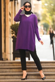 Purple Hijab Knitwear Tunic 18120MOR - 1