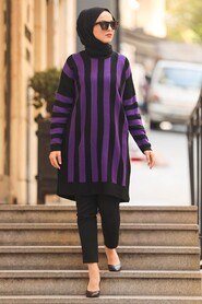 Purple Hijab Knitwear Tunic 22631MOR - 1
