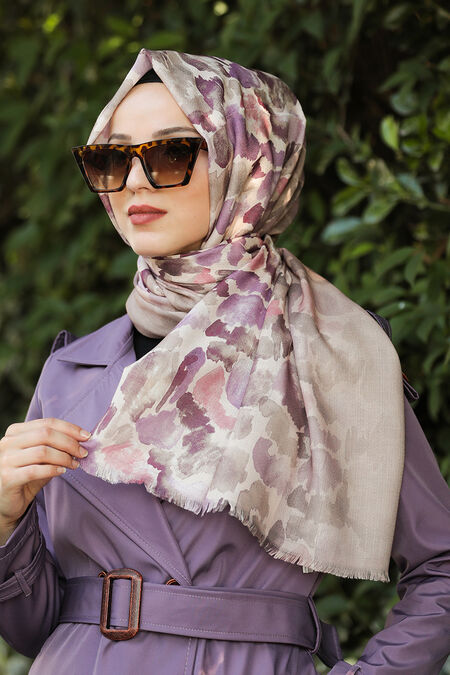Purple Hijab Shawl 7542MOR - NEVA STYLE
