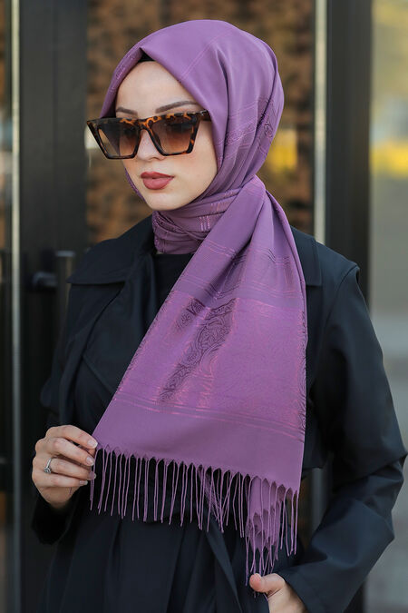 Purple Hijab Shawl 7562MOR - NEVA STYLE