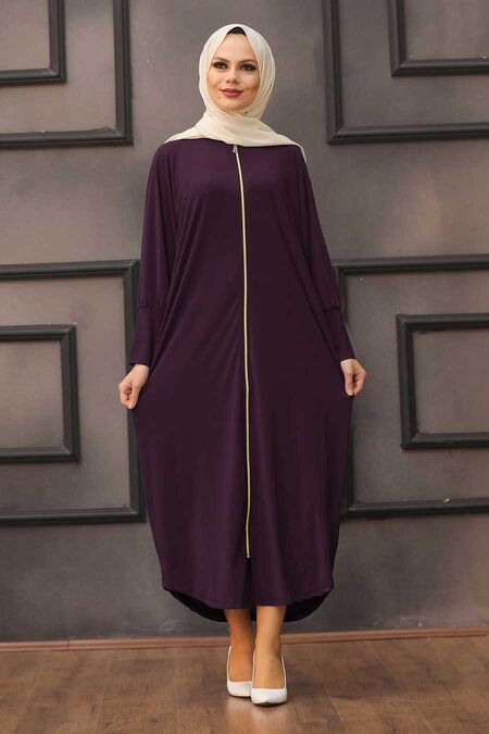 Purple Hijab Turkish Abaya 1772MOR - NEVA STYLE