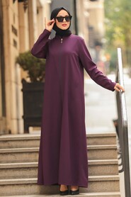 Purple Hijab Turkish Abaya 5748MOR - 1