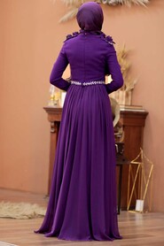  Long Sleeve Purple Islamic Wedding Gown 2061MOR - 3