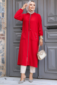 Red Hijab Coat 511K - 2