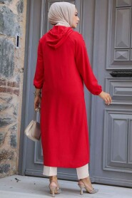 Red Hijab Coat 511K - 3