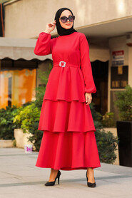 Red Hijab Dress 1283K - 1
