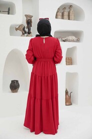 Red Hijab Dress 13024K - 2