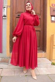 Red Hijab Dress 1448K - 1