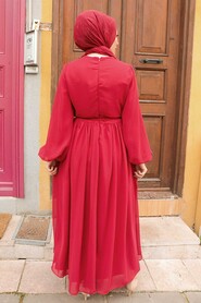 Red Hijab Dress 1448K - 2