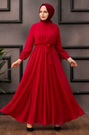 Red Hijab Dress 15280K - 1