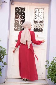 Red Hijab Dress 2703K - 3