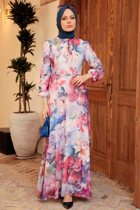 Red Hijab Dress 279027K - NEVA STYLE