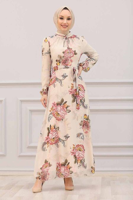 Red Hijab Dress 28907K - NEVA STYLE