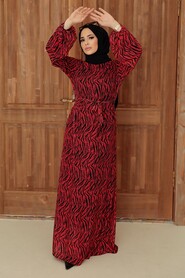 Red Hijab Dress 30243K - 1