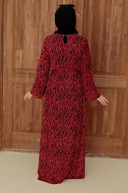 Red Hijab Dress 30243K - 2