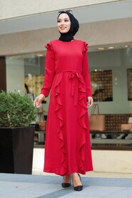 Red Hijab Dress 3331K - 2