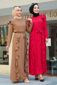 Red Hijab Dress 3331K - 3