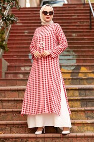 Red Hijab Dress 33930K - 2