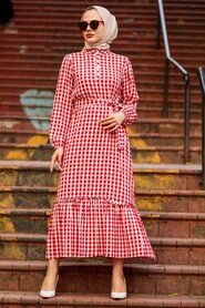 Red Hijab Dress 33940K - 1
