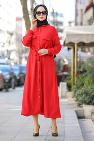 Red Hijab Dress 4587K - 1