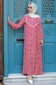 Red Hijab Dress 7660K - 3