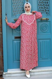 Red Hijab Dress 7660K - 2
