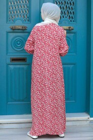 Red Hijab Dress 7660K - 4