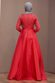 Red Hijab Evening Dress 2372K - 3