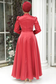  Red Turkish Hijab Evening Dress 22301K - 4