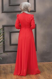 Red Hijab Evening Dress 2705K - 2