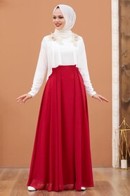 Red Hijab Evening Dress 2870K - 1