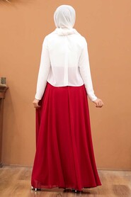 Red Hijab Evening Dress 2870K - 3