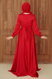  Modern Red Hijab Bridesmaid Dress 33871K - 2