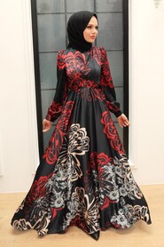  Luxury Red Islamic Bridesmaid Dress 3432K - 1