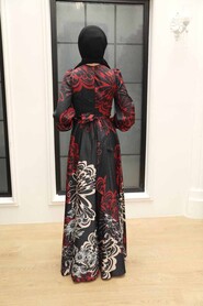  Luxury Red Islamic Bridesmaid Dress 3432K - 2