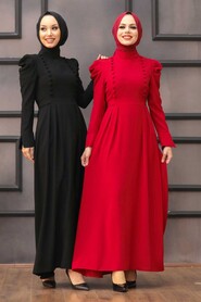 Red Hijab Evening Dress 40710K - 4